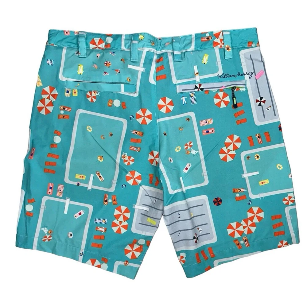 William Murray Fish Outta‎ Water Hazard Shorts Men's Size 34 NWT